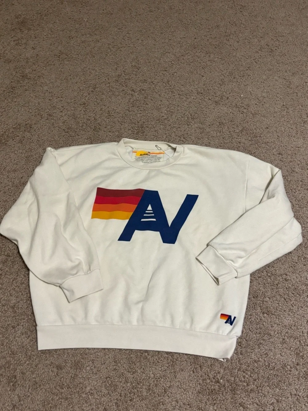 Aviator Nation LOGO SWEATSHIRT VINTAGE WHITE Medium Unisex - Picture 4 of 6
